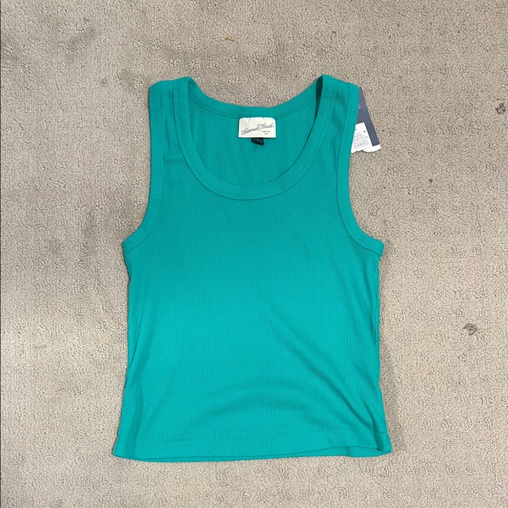 universal thread green ribbed tank top